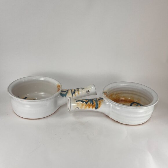 Brenner Tolliver Pottery Handcrafted Stoneware Hollow Handle Soup Bowl White - Picture 2 of 16